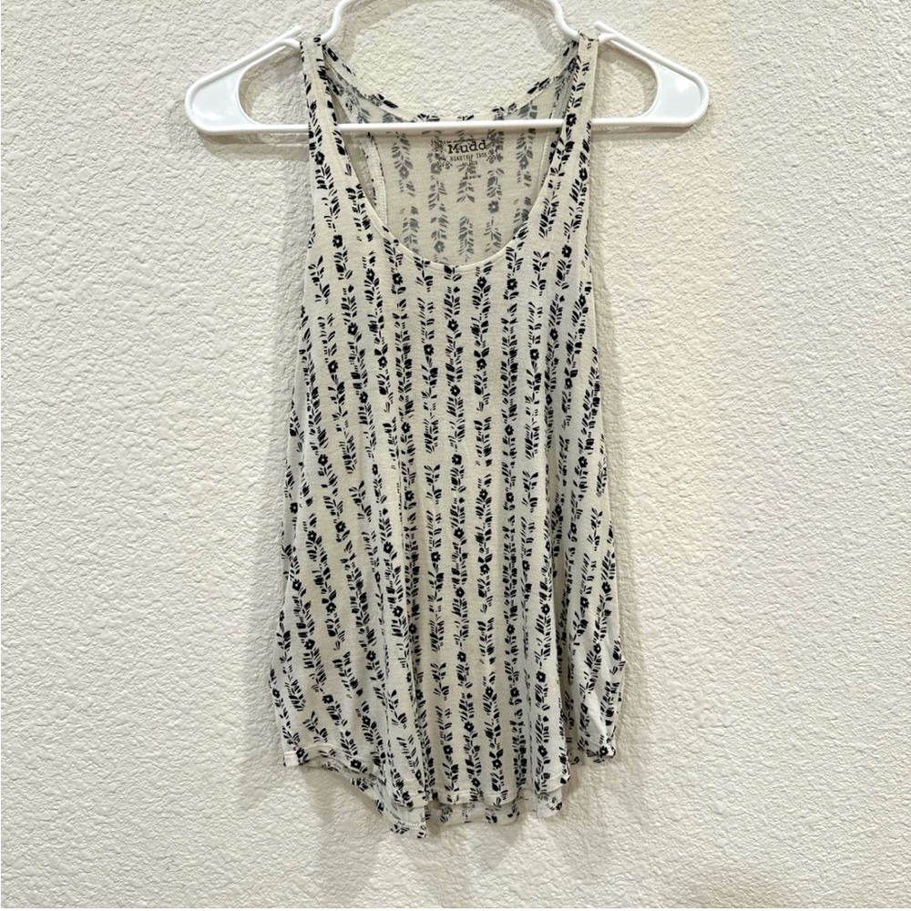 Mudd Black and White Ruched Tank Top
